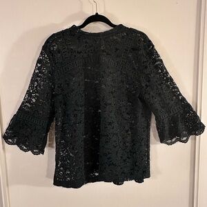 Loft Elegant Dark Emerald Green Lace Top
